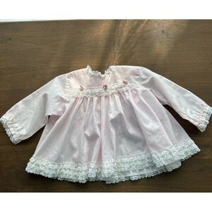 Vintage Baby girl Alexis Pink 6-9 M Floral Lace Dress shirt